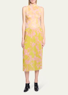Sarean Pleated Georgette Midi Skirt