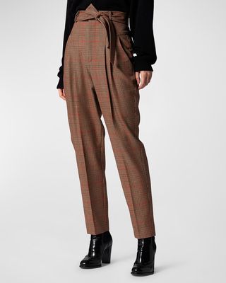 Saree High-Rise Tapered Plaid Trousers