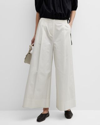 Sargent Embroidered Pleated Wide-Leg Pants