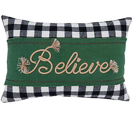 Saro Lifestyle Believe Design Buffalo Plaid Thr ow Pillow