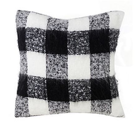 Saro Lifestyle Buffalo Plaid Faux Mohair Throw Pillow