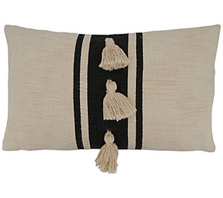 Saro Lifestyle DownFilledThrow Pillow W/Striped Tassel Design