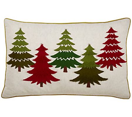 Saro Lifestyle Embroidered Christmas Tree Throw Pillow