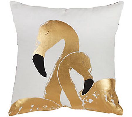 Saro Lifestyle Flamingo Love Cotton Throw Pillow