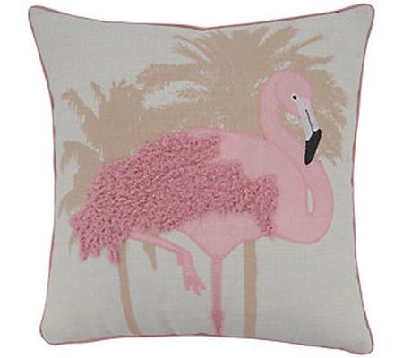 Saro Lifestyle Flamingo Poly Filled Throw Pillo w