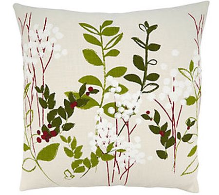 Saro Lifestyle Holiday Down-Filled Pillow Cover Botanical