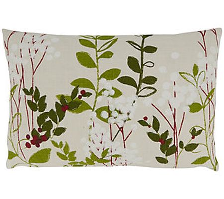 Saro Lifestyle Holiday Pillow Cover With Botani cal Design