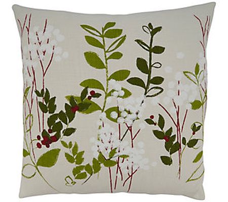 Saro Lifestyle Holiday Pillow Cover With Botani cal