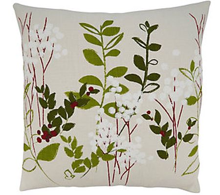 Saro Lifestyle Holiday Poly-Filled Pillow Cover Botanical