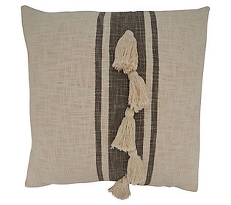 Saro Lifestyle Poly-Filled Throw Pillow w/Strip ed Tassel