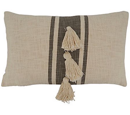 Saro Lifestyle PolyFilled Throw Pillow W/Stripe d Tassel Design