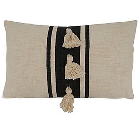 Saro Lifestyle PolyFilledThrow Pillow W/Striped Tassel Design