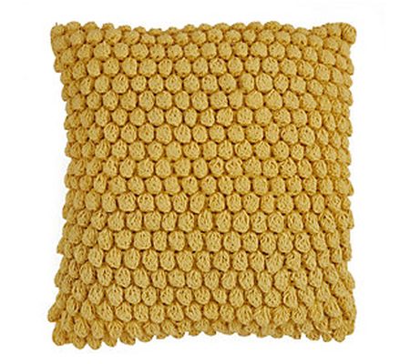 Saro Lifestyle Solid Crochet Pom-Pom Cotton Thr ow Pillow