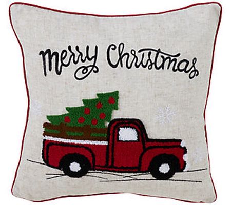 Saro Lifestyle Throw Pillow With Merry Christma s Truck Design