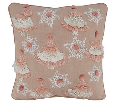 Saro Lifestyle Trees & Snowflakes Down Filled T hrow Pillow