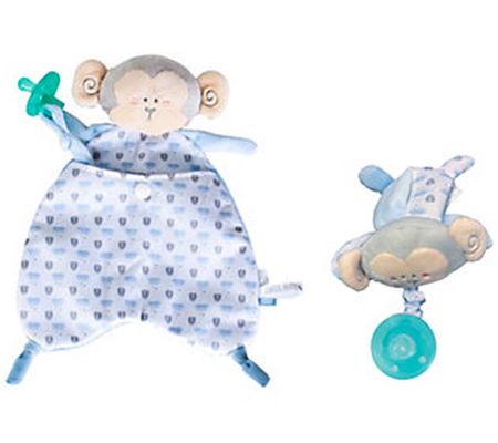 SARO Monkey Snuggle Comforter Baby Bundle