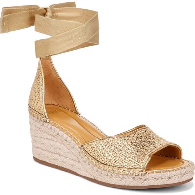 SARTO by Franco Sarto Casey Ankle Wrap Espadrille Platform Wedge Sandal in Gold