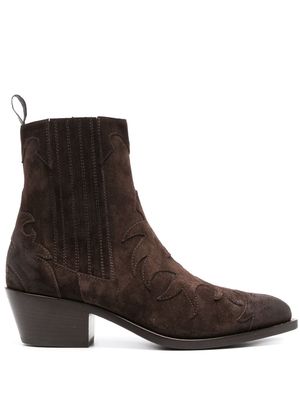 Sartore 45mm western suede ankle boots - Brown