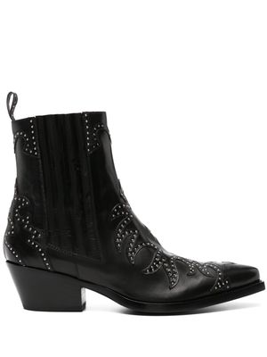 Sartore 55mm stud-embellished leather boots - Black