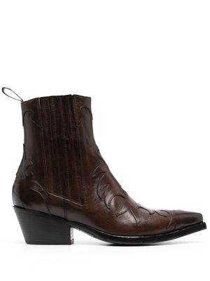 Sartore embossed-detail leather ankle boots - Brown