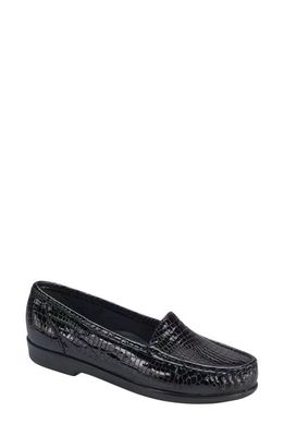 SAS Simplify Nubuck Leather Loafer in Black Croc