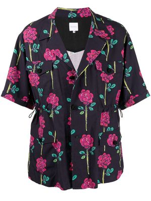 Sasquatchfabrix. floral-print short-sleeved shirt - Purple