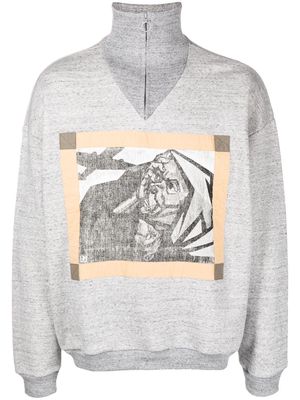 Sasquatchfabrix. graphic half-zip sweatshirt - Grey