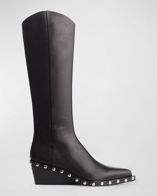 Satiago Leather Wedge Knee Boots