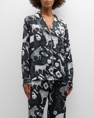 Satin Animal-Print Pajama Set