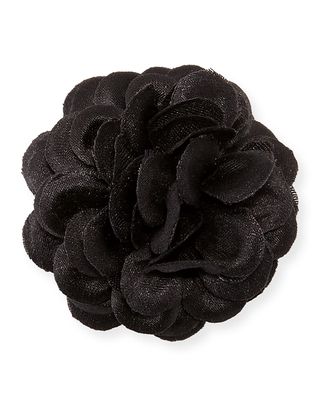 Satin Dahlia Flower Lapel Pin, Black