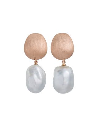 Satin-Finish Earrings with Detachable Pearl Drops in 18K Rose Gold
