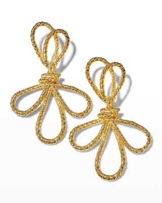 Satin Gold Bow Pierced Earrings