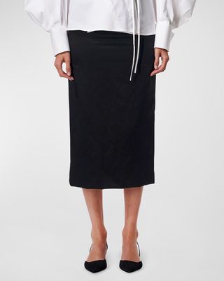Satin Midi Pencil Skirt
