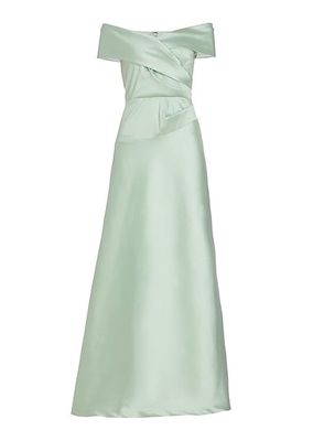 Satin Off-The-Shoulder Ballgown