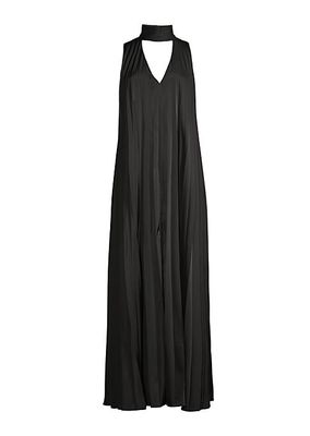 Satin Sleeveless Pleated Gown