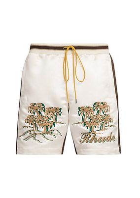 Satin Souvenir Embroidered Shorts