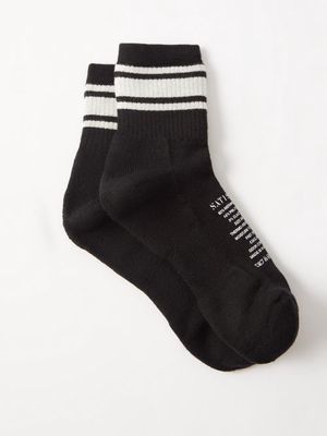Satisfy - Striped Merino-blend Socks - Mens - Black