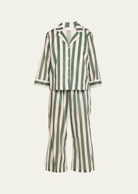 Sato Cropped Striped Cotton Pajama Set