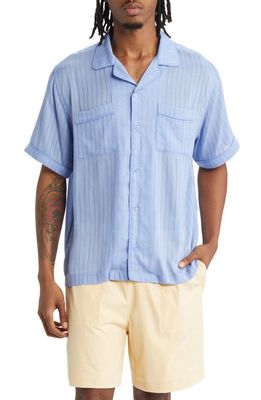 Saturdays NYC Cameron Stripe Short Sleeve Shirt in Hydrangea