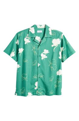 Saturdays NYC Canty Mānoa Floral Short Sleeve Camp Shirt in Pine Green