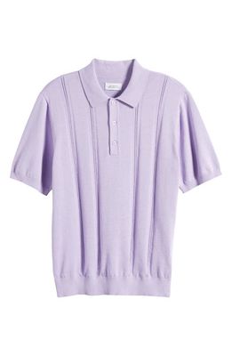 Saturdays NYC Jahmad Pointelle Stripe Short Sleeve Polo Sweater in Lavender