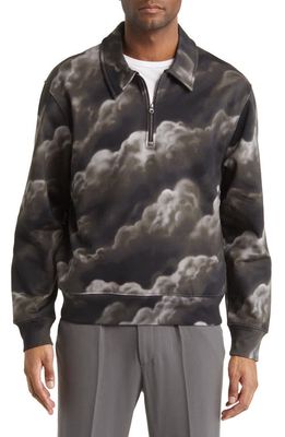 Saturdays NYC Mott Cloudscape Quarter Zip Sweatshirt in Black