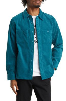 Saturdays NYC Nolan Wide Wale Corduroy Button-Up Overshirt in Gulf Coast