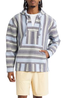 Saturdays NYC Rocco Baja Stripe Cotton Hoodie in Ocean