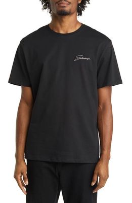 Saturdays NYC Signature Logo Embroidered Standard T-Shirt in Black