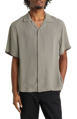 Saturdays NYC York Mini Houndstooth Check Button-Up Camp Shirt in Bungee