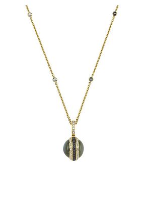 Saturn 18K Yellow Gold, Labradorite, & Diamond Pendant Necklace