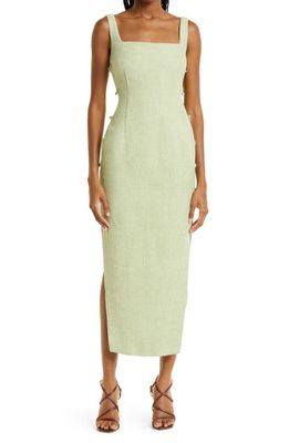 SAU LEE Natalie Tweed Midi Dress in Pistachio Green