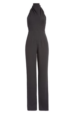 SAU LEE Portia Mock Neck Wide Leg Jumpsuit in Black