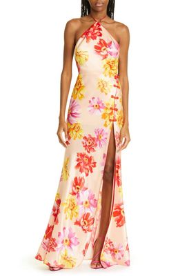 SAU LEE Tess Floral Maxi Dress in Ivory Coral Multi